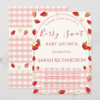 Invitation à la Baby Shower Berry Sweet Strawberry