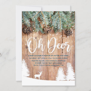 Invitation à la baby shower Biche d'hiver