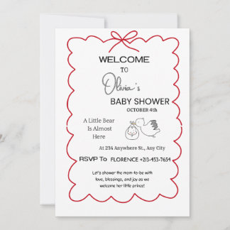 Invitation à la Baby Shower Bienvenue | Petit Ours