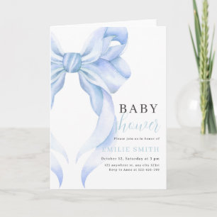Invitation à la baby shower Bleu Bow pour bébé gar