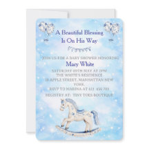 Invitation à la baby shower Bleu Chinoiserie