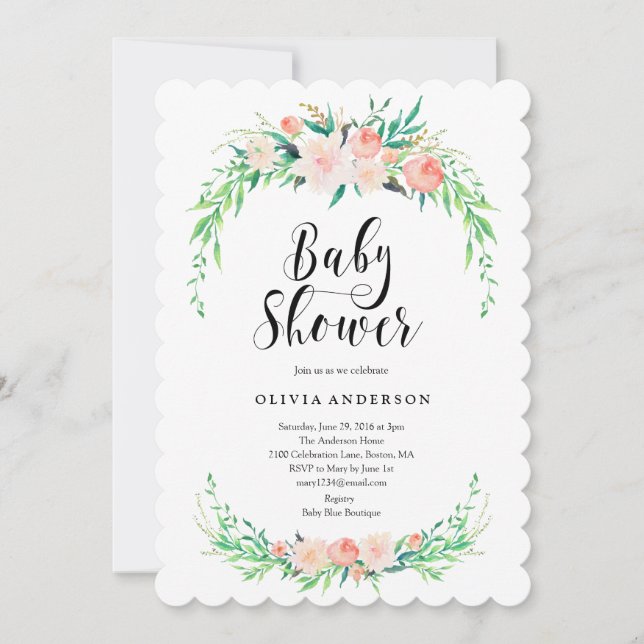 Invitation à la baby shower Bouquet délicat (Devant)
