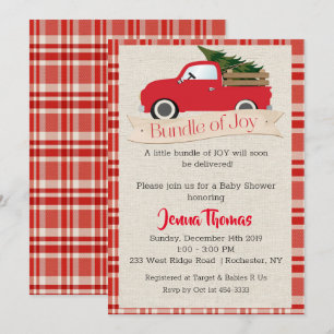 Invitation à la baby shower camion rouge