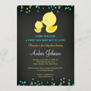 Invitation à la baby shower Canard en caoutchouc s