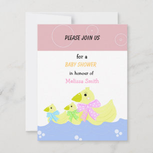 Invitation à la baby shower Canards Jaunes