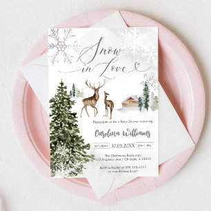 Invitation à la baby shower Cerf de la forêt ennei