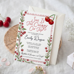 Invitation à la baby shower Cerise