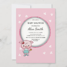 Invitation à la baby shower Cochon Rose Mignon