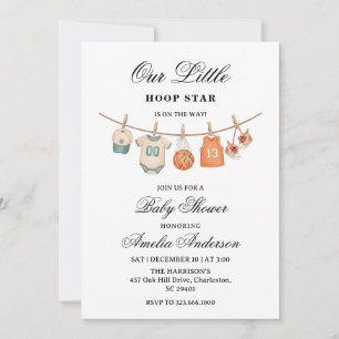 Invitation à la baby shower de Basketball sur fil 