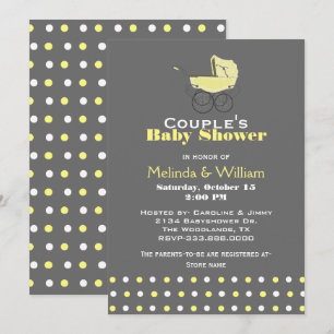 Invitation à la baby shower de bébé jaune poussett