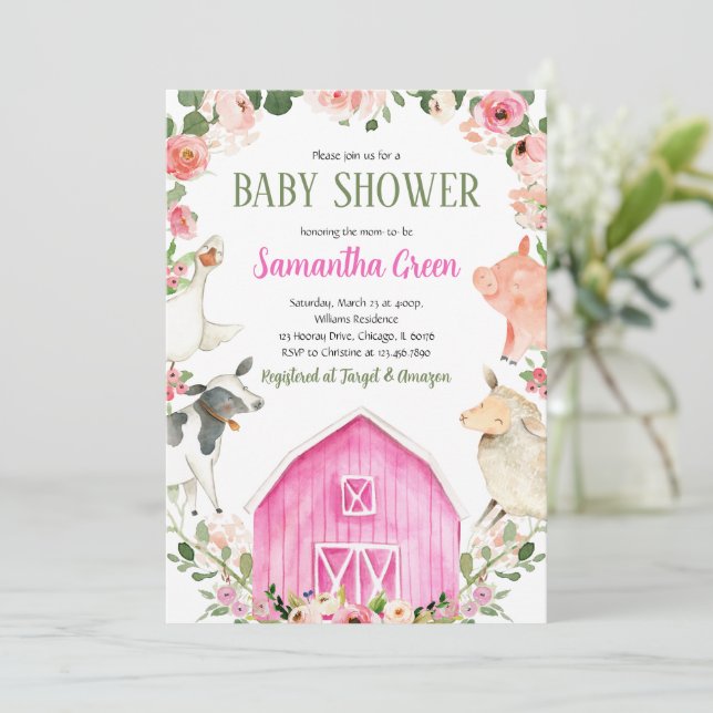 Invitation à la Baby Shower de la Fille de la Ferm (Debout devant)