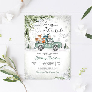 Invitation à la Baby Shower de la Forêt d'Hiver