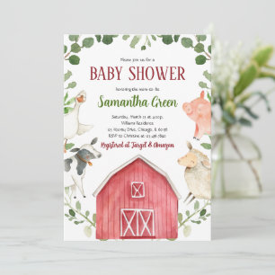 Invitation à la Baby Shower des Animaux de la Ferm