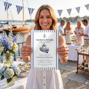 Invitation à la baby shower du bateau à l'ancre na