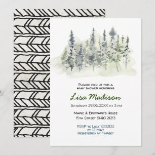 Invitation à la Baby Shower en Forêt de Bois 