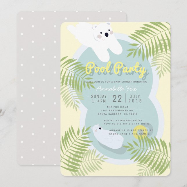 Invitation à la Baby Shower Fête au bord de la pis (Devant / Derrière)