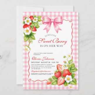 Invitation à la Baby Shower Fille aux Fraises Sucr