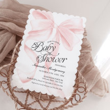 Invitation à la baby shower Fille Ruban Coquette R