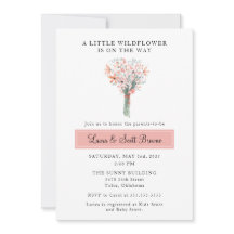 Invitation à la baby shower Fleur sauvage en route