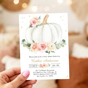 Invitation à la baby shower Floral Pumpkin