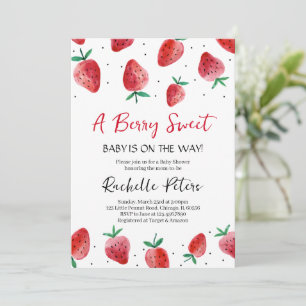 Invitation à la baby shower fraise