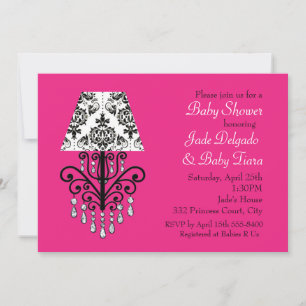 Invitation à la Baby Shower Glam Chic Rose Chaud e