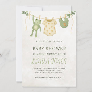 Invitation à la baby shower Grenouille