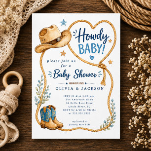 Invitation à la baby shower Howdy Baby Cowboy