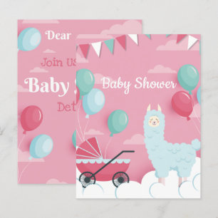 Invitation à la baby shower lama