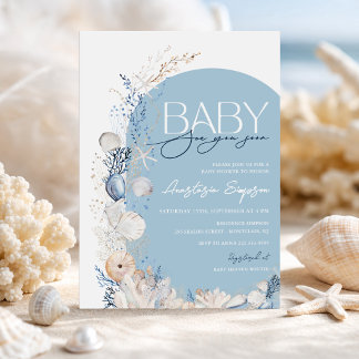 Invitation à la Baby Shower "Mers Bleues Côtières 