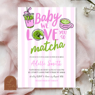Invitation à la baby shower moderne au matcha avec