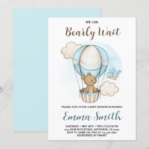 Invitation à la baby shower Montgolfière Ourson