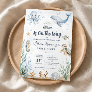 Invitation à la Baby Shower Océan   Garçon sous la