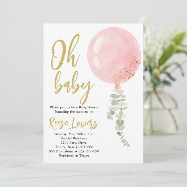 Invitation à la Baby Shower Oh Baby (Debout devant)