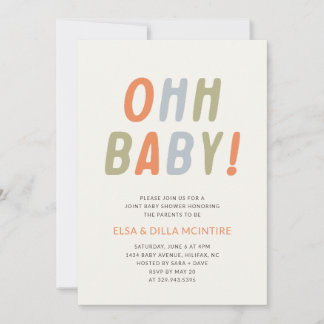 Invitation à la baby shower Oh Baby Baby de genre