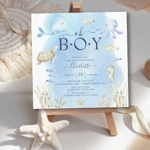 Invitation à la Baby Shower Oh Boy Under The Sea