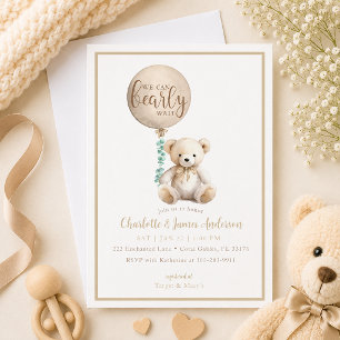 Invitation à la Baby Shower Ours Brun Bearly Wait