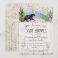 Invitation à la Baby Shower Ours Début d'Aventure