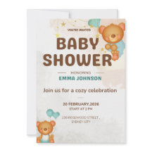 Invitation à la baby shower Ourson
