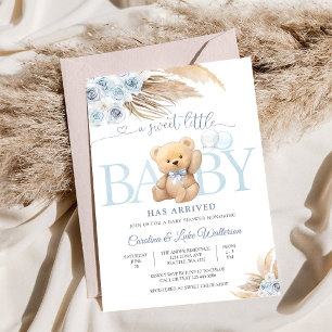 Invitation à la Baby Shower Ourson Bleu