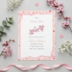 Invitation à la baby shower Ourson Cherub Rose