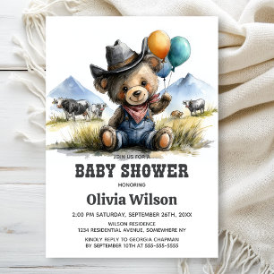 Invitation à la baby shower Ourson de Campagne