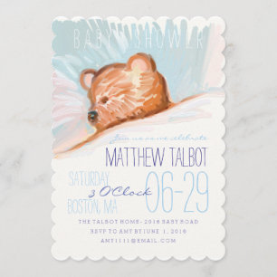 Invitation à la Baby Shower Ourson Dormant