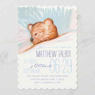 Invitation à la Baby Shower Ourson Dormant