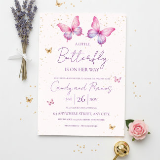 Invitation à la Baby Shower Papillon