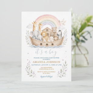 Invitation à la Baby Shower Pastel de l'Arche de N