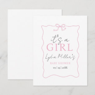 Invitation à la baby shower pour bébé fille avec u