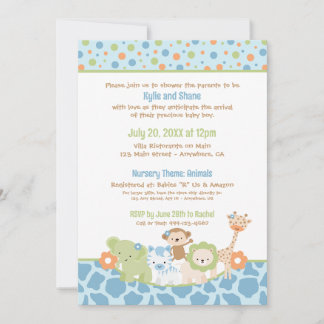 Invitation à la Baby Shower pour Garçon avec Anima