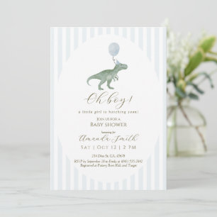 Invitation à la baby shower pour garçon dinosaure 