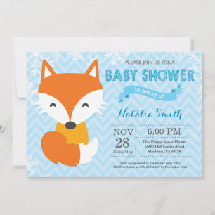 Invitation à la baby shower pour garçon Renard Ble